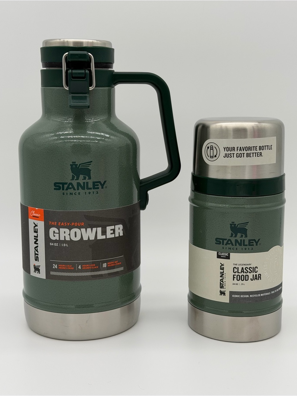 Hammertone Green Stanley Bundle 24oz Classic Food Jar + 54oz Growler